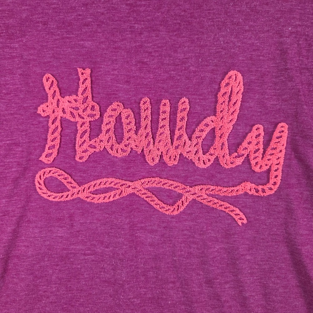 Two Fly Womens Large Heather Burgundy Howdy Rope Graphic T-Shirt Western Tee - Picture 2 of 7